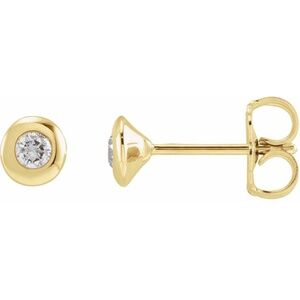 14K Yellow Gold 1/5 CTW Natural Diamond Domed Bezel-Set Solitaire Earrings